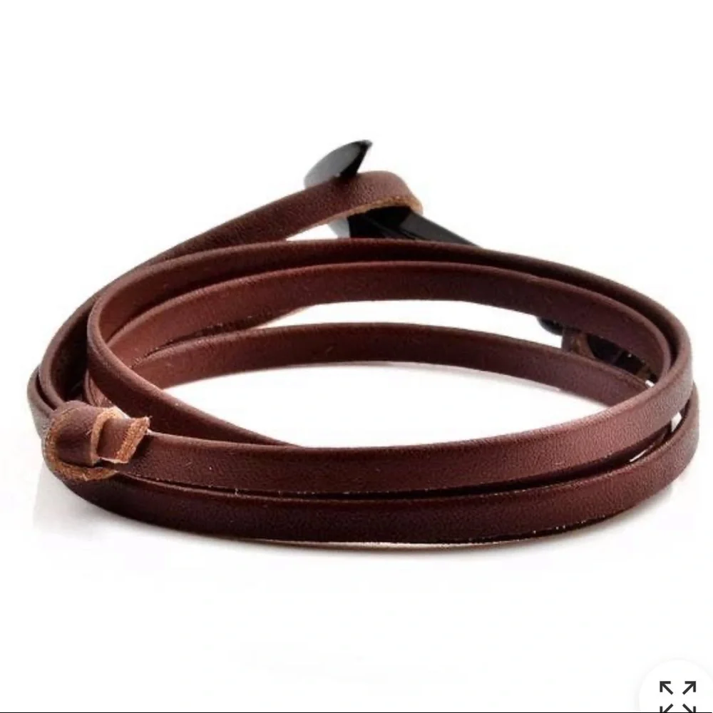 Crucible Men's Black Plated Leather Wrap Bracelet